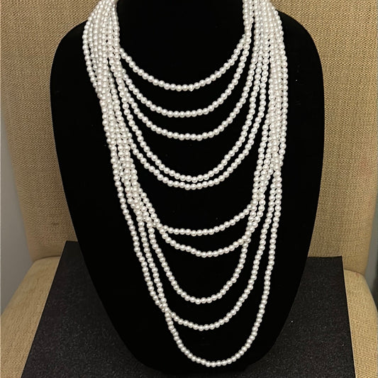 Big Multiple Pearls Necklace