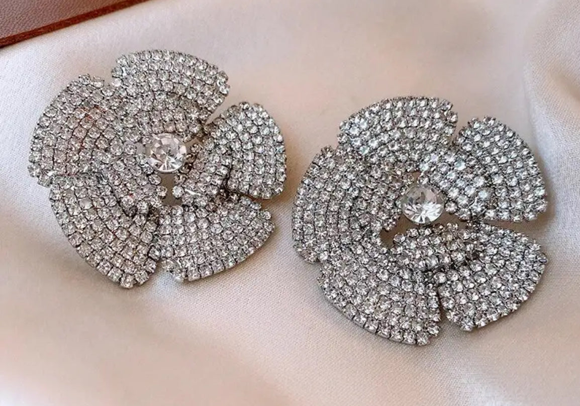 Big Flower Rhinestone Earrings