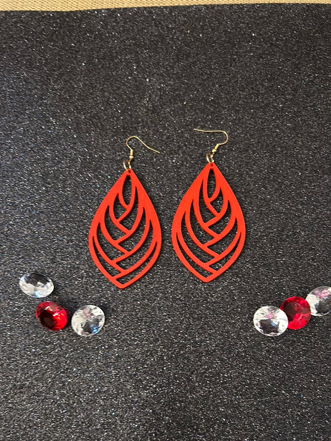 Wooden Red Earrings