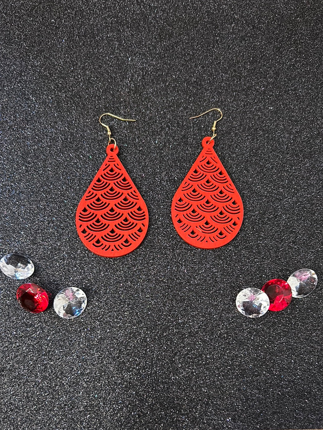 Wooden Red Earrings