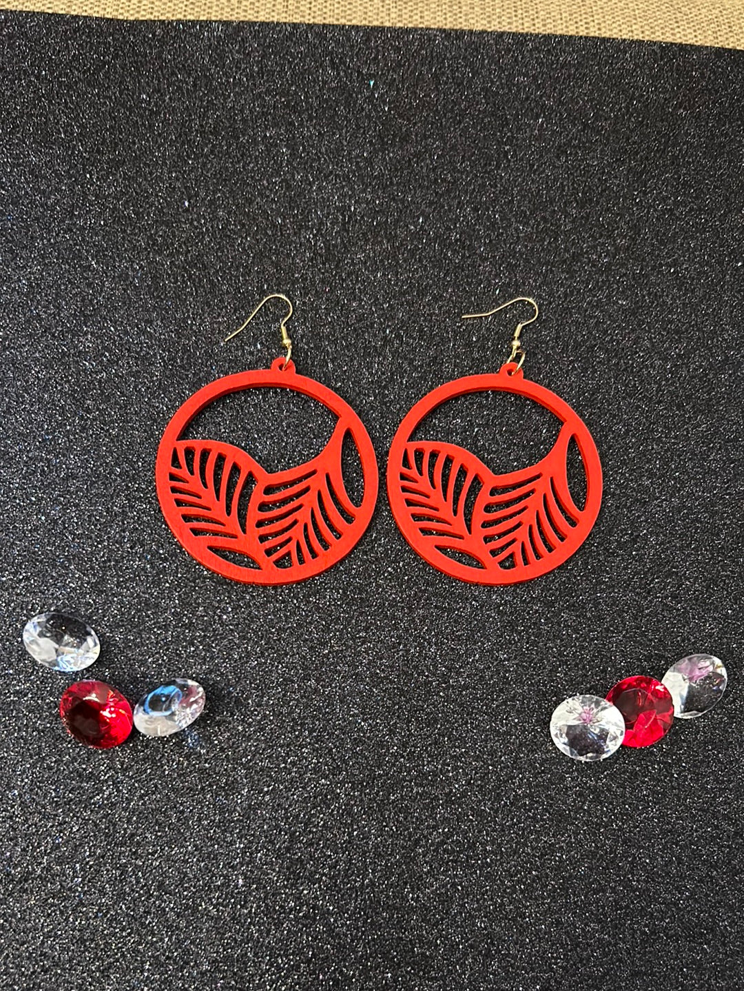 Wooden Red Earrings