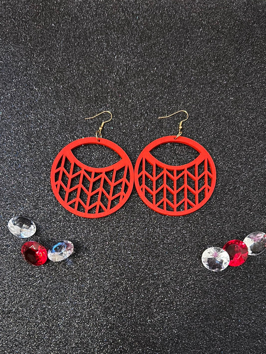 Wooden Red Earrings